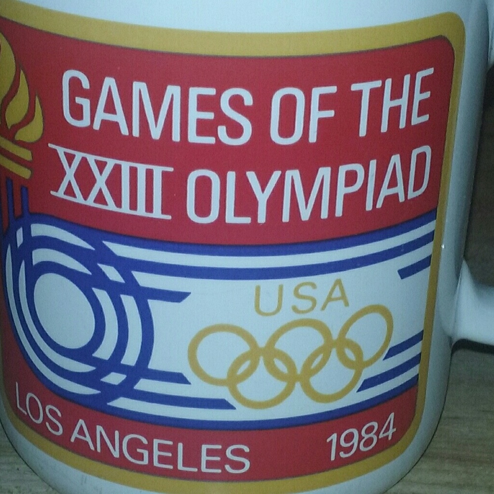 Vtg 1984 Olympic Game Coffee Mug By Papel USA Made